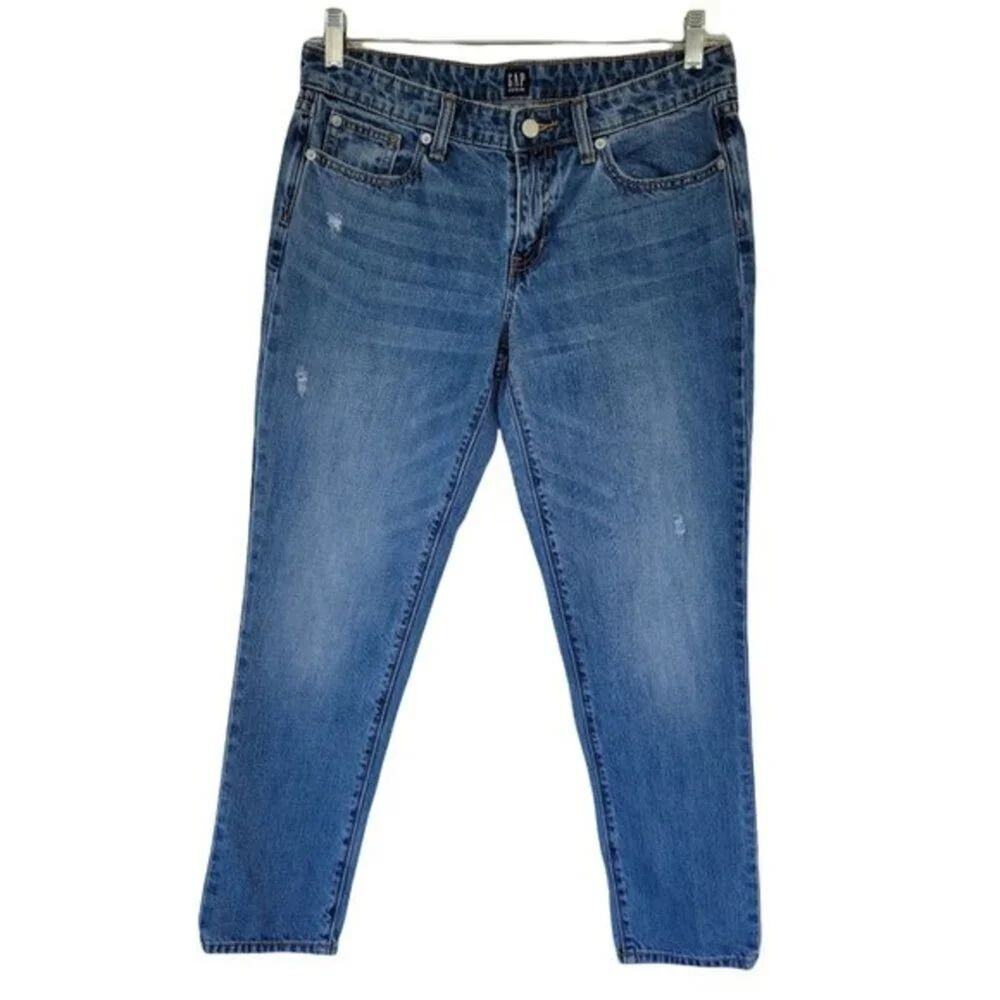 GAP Denim Boyfriend Jeans Women Size 27R Blue Medium Wash Straight Cotton